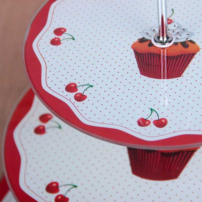 Блюдо 3 яруса круглое "Вишни" 30х30х30 см