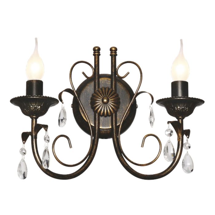 Бра "Муссон" 2x60W Е14 золотистый 34x26x15 см