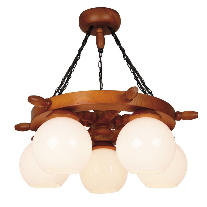 Люстра "Штурвал" 5x60W E27 Орех 52x52 см