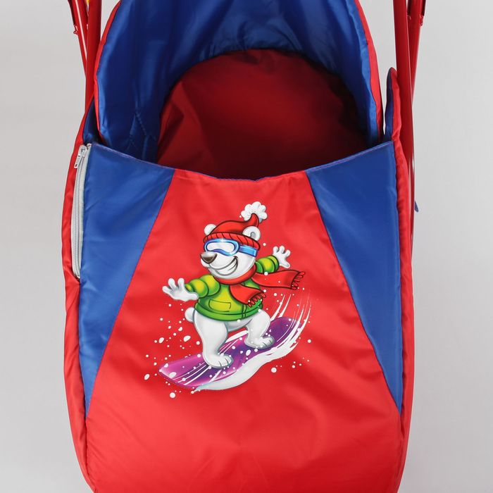 Матрас со съёмным чехлом «Белый медведь», цвет красно-синий