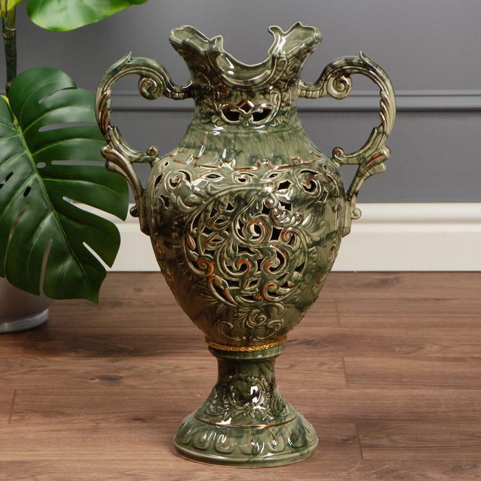 Ваза "Астория" малахит зеленый, резка