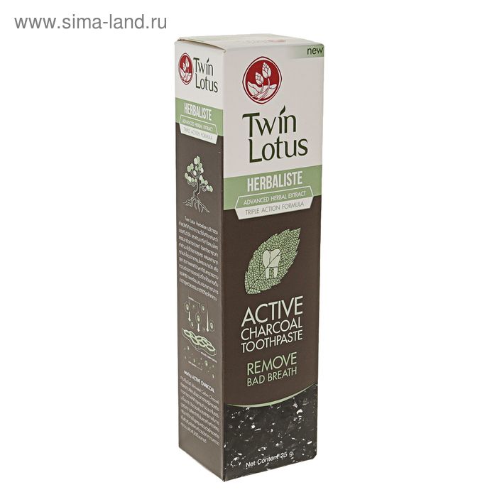   Сима-Ленд Зубная паста Twin Lotus Active Charcoal Угольная, 25 г