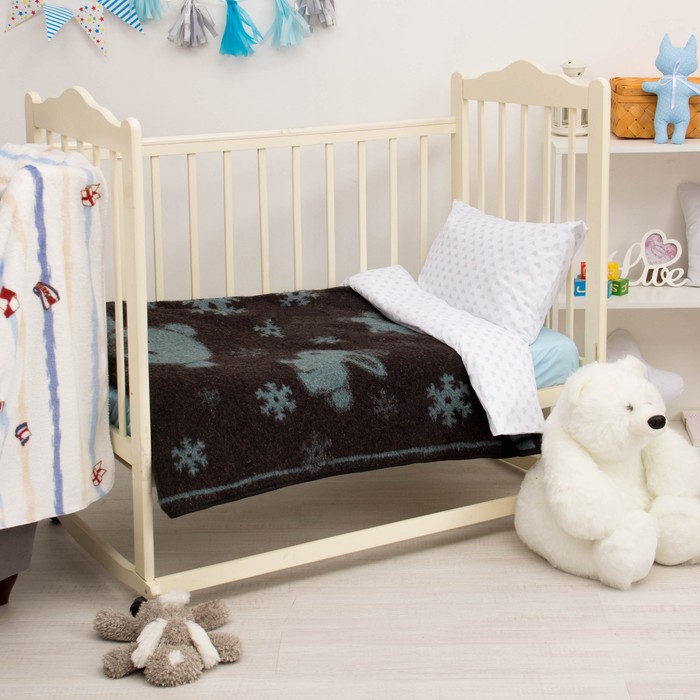 Одеяло полушерстяное, размер 100х140 см, цвет МИКС, шер50%, пэ30%, пан20%