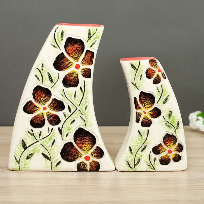 Набор ваз "Роки" 2шт белый микс