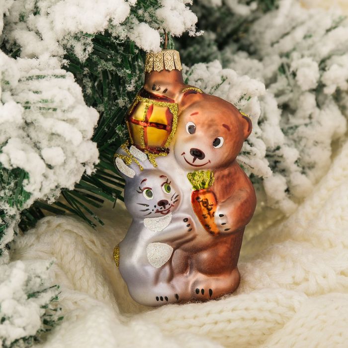 Ёлочное украшение "Мишка с зайцем" 10,5 см