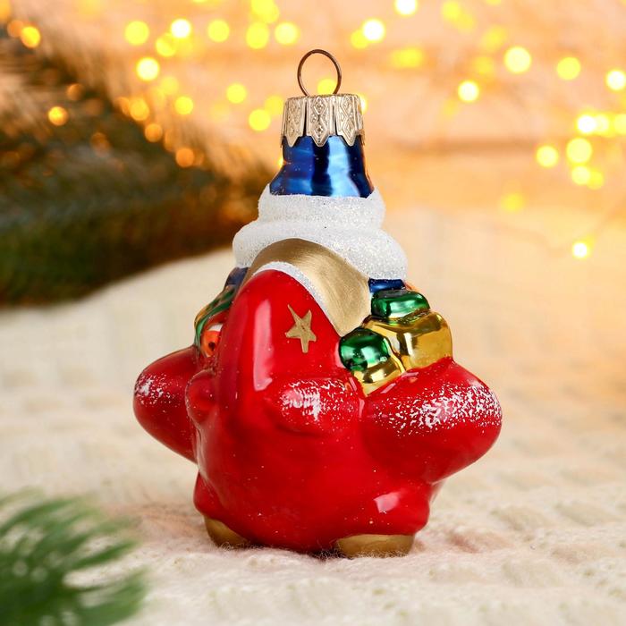 Ёлочное украшение "Дед Мороз на самолёте" 9,5 см, микс=