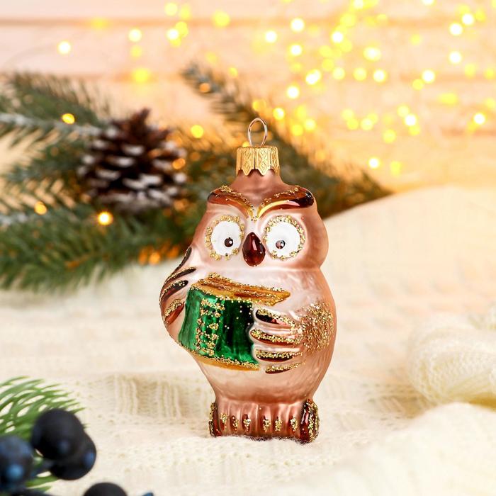 Ёлочное украшение "Сова с книжкой" 9 см