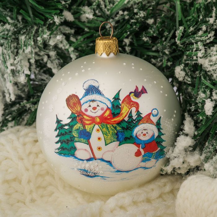 Шар "Два снеговика" 8,5 см