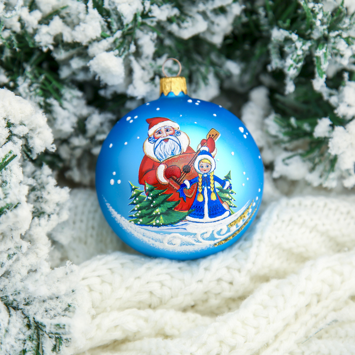 Шар "Дед Мороз и Снегурочка" 8,5 см микс