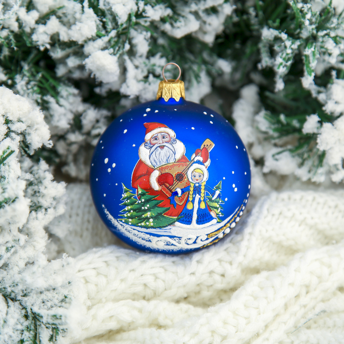 Шар "Дед Мороз и Снегурочка" 8,5 см микс