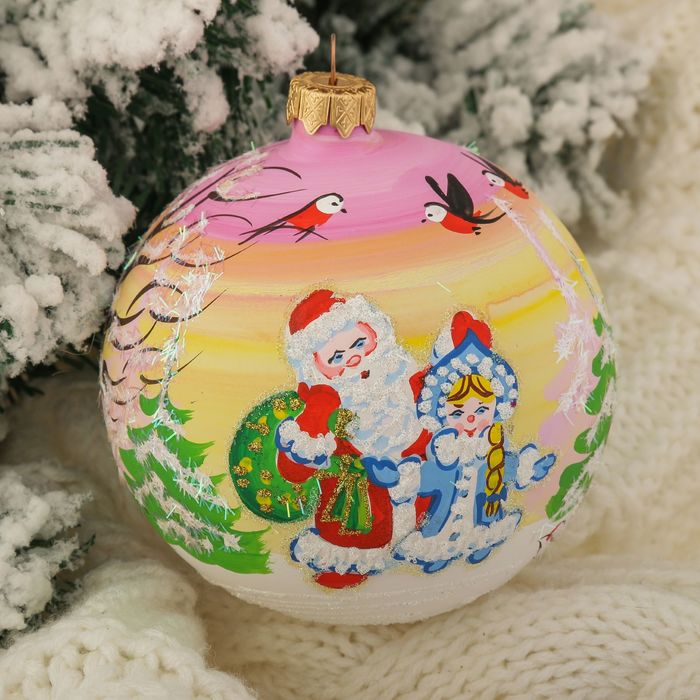 Шар "Дед Мороз и Снегурочка" 10 см