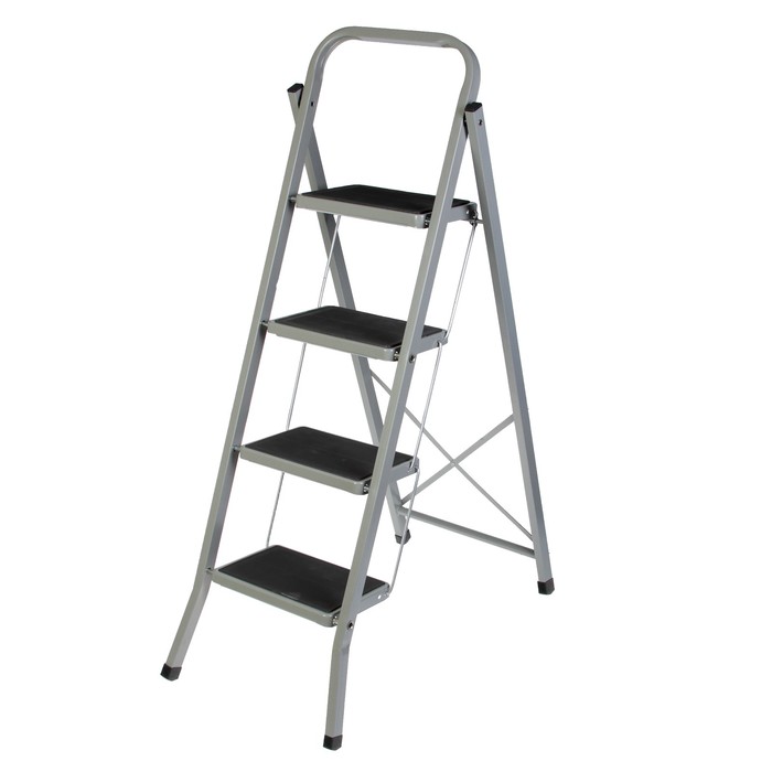 Стремянка ZALGER, с противоскользящими ковриками, высота до рабочей площадки 92см, 4 ступени