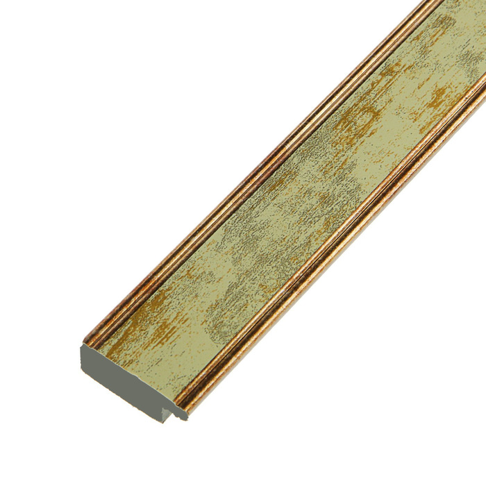 Багет пластиковый 34мм*15мм*2.9м (Ш*В*Д) белый/золотой под старину 3415-01