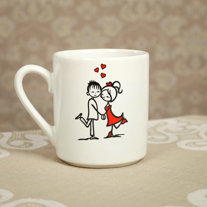 Кружка 0,28 л "Офисная" снежка с деколью Валентинки, микс