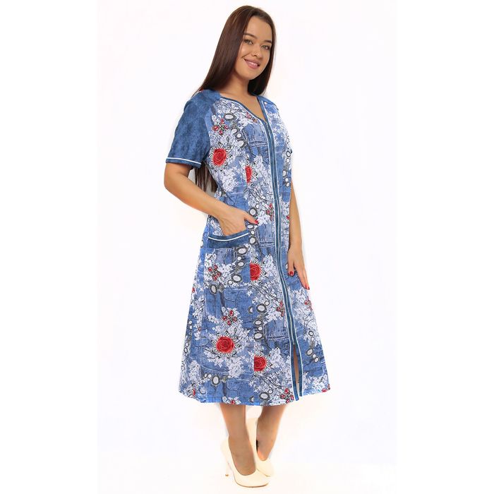 Халат женский на молнии Д-160 цвет МИКС, р-р 58