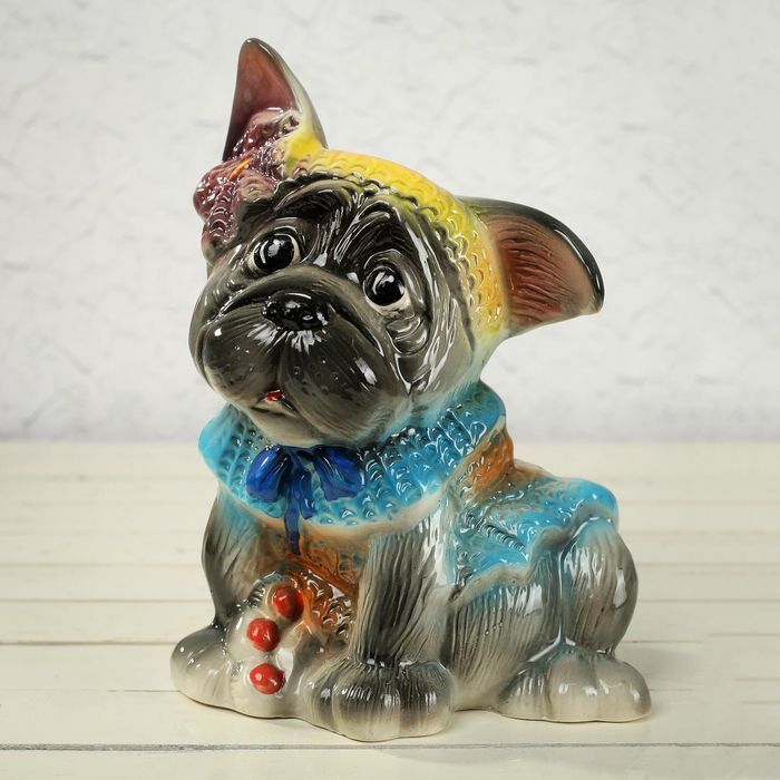 Копилка "Франсуа" серый, глазурь