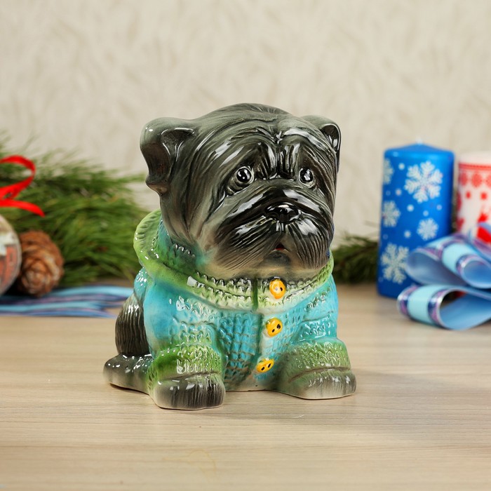 Копилка "Максик" серый, глазурь