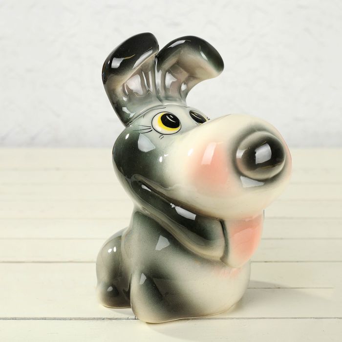 Копилка "Макс" глазурь, бело/серый  микс