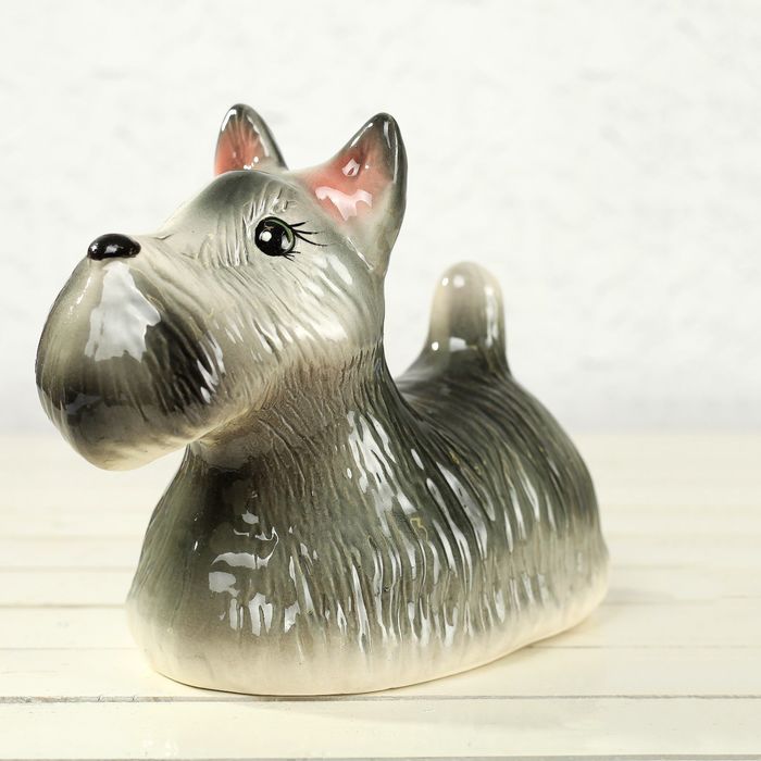 Копилка "Скотч-терьер" глазурь, серый