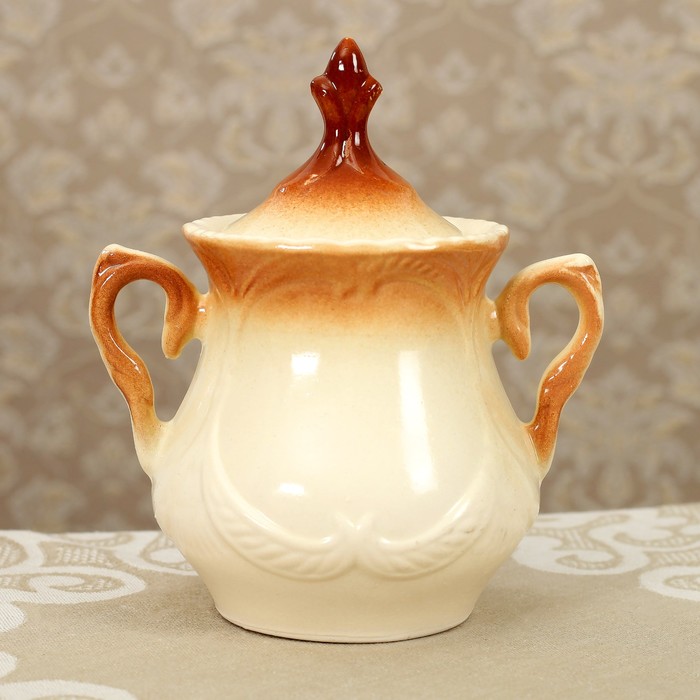 Сахарница 550 мл "Элит" коричневая, роза деколь