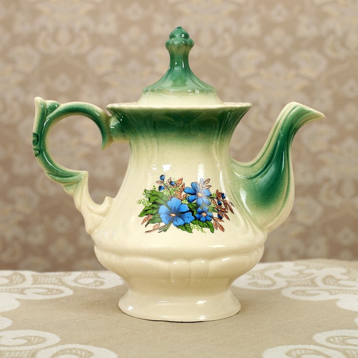 Чайник для заварки 0,6 л "Блиц" изумруд, незабудка деколь