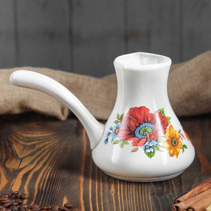 Турка "Маки", белая, 0,5 л