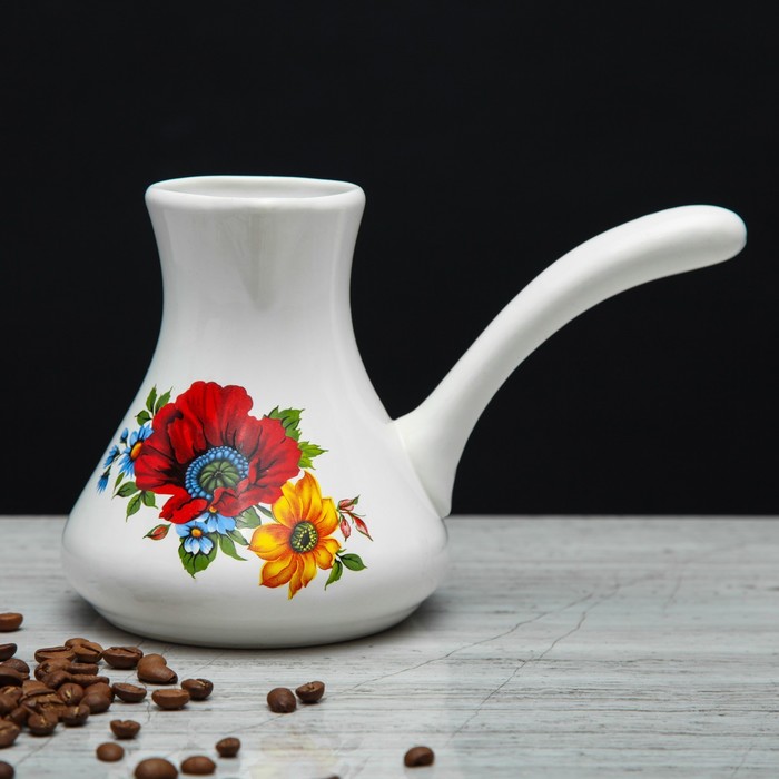 Турка "Маки", белая, 0,5 л