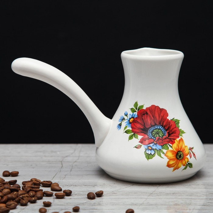 Турка "Маки", белая, 0,5 л