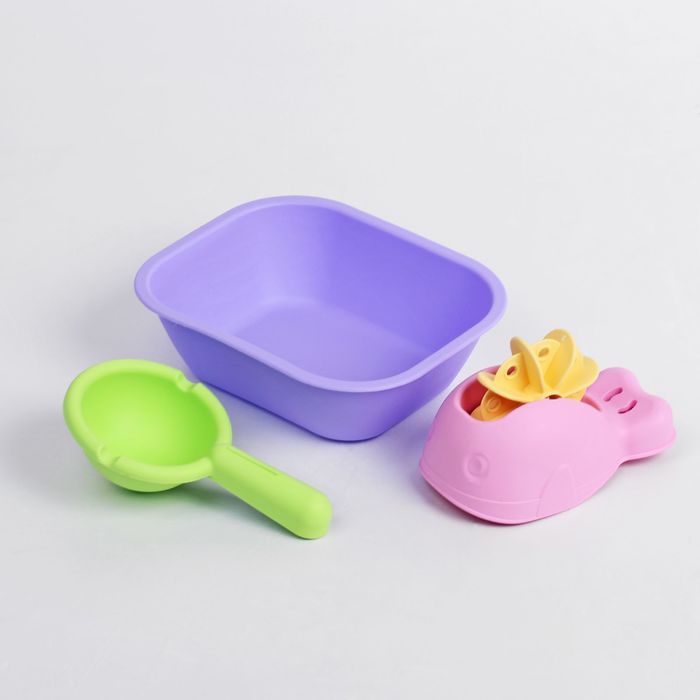 Набор для купания мягкий №2: ванночка, кит, ковшик, МИКС