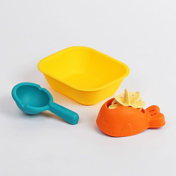 Набор для купания мягкий №2: ванночка, кит, ковшик, МИКС