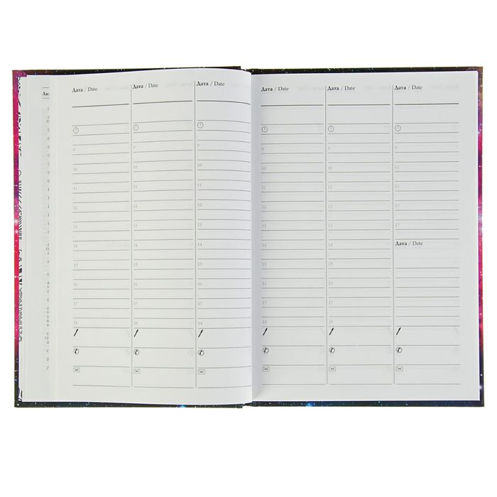 Еженедельник недатированный А5, 80 листов "Звезды", твердая обложка, матовая ламинация, на резинке