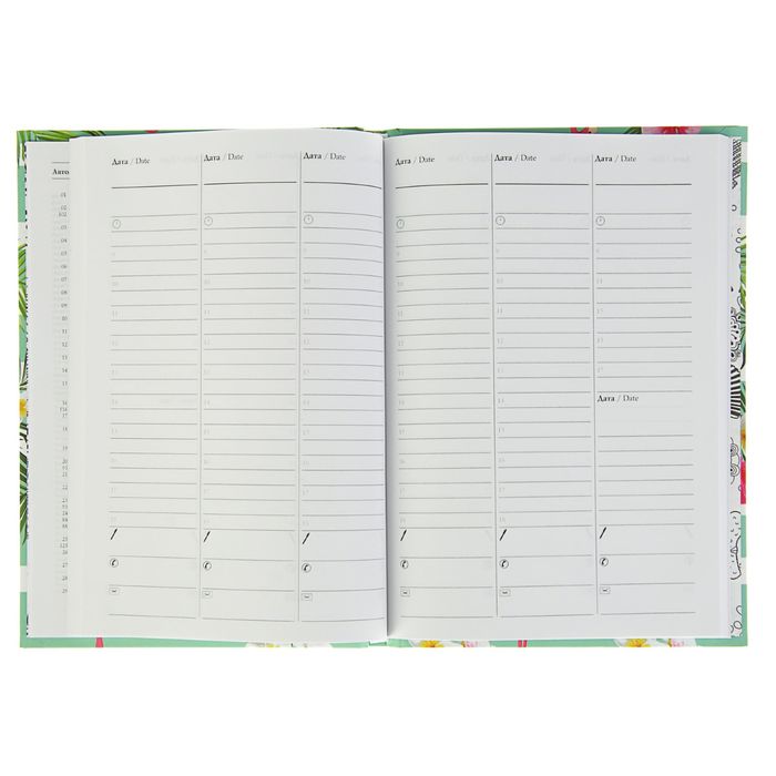 Еженедельник недатированный А5, 80 листов "Тропики", твердая обложка, матовая ламинация, на резинке