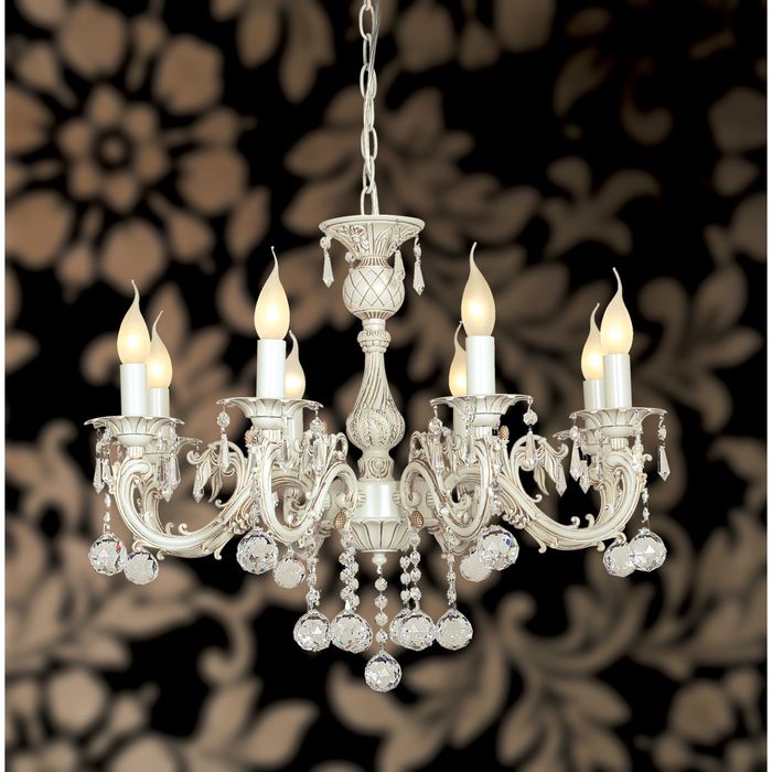 Люстра 1308-8P "Gesso" 8xE14 40W белый/зол. 63x63x58 см