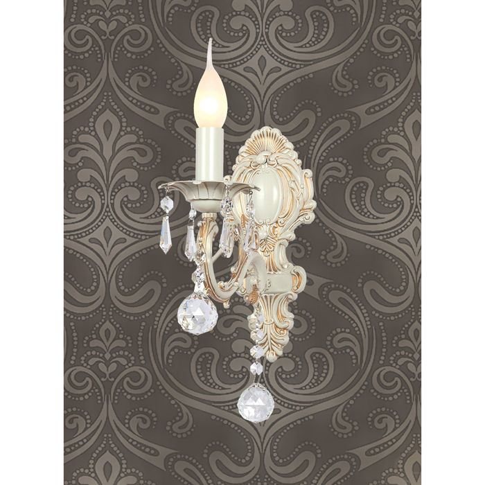 Бра 1308-1W "Gesso" 1xE14 40W белый/зол. 11x24x36 см