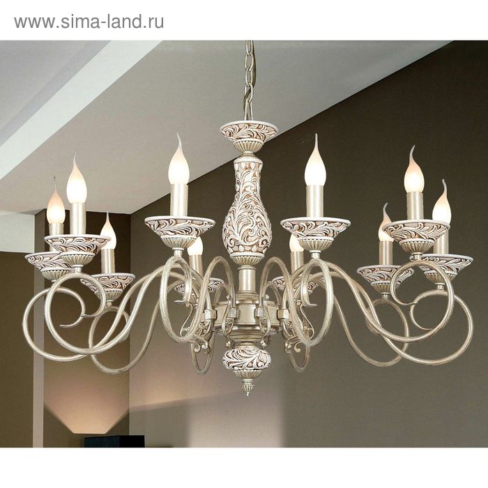 

Люстра 1141-10P Gesso 10xE14 60W античный белый 85x85x53 см