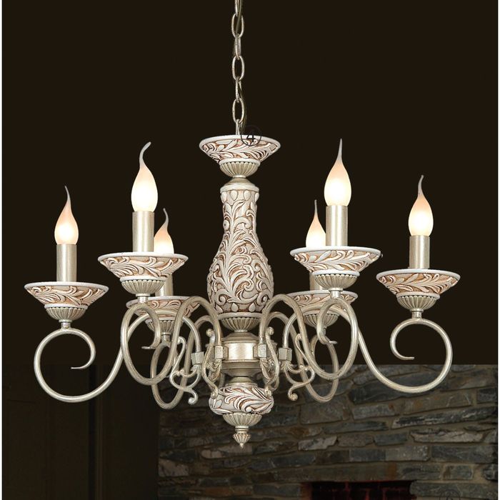 Люстра 1141-6P "Gesso" 6xE14 60W античный белый 62x62x45 см