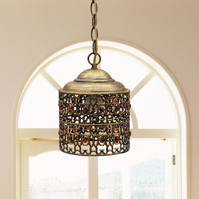 Люстра 2312-1P "Marocco" 1xE27 60W золотисто-черненый 18,5x18,5x25 см