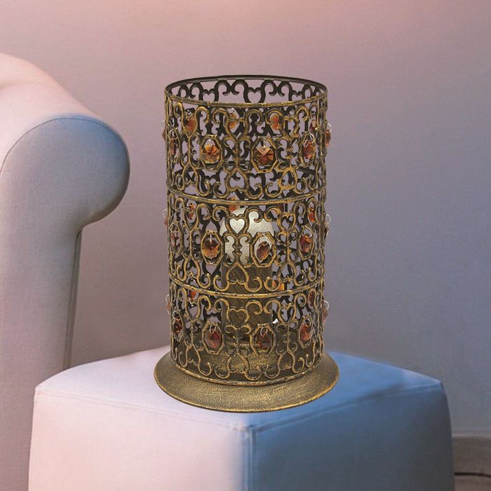 Настольная лампа 2312-1T "Marocco" 1xE27 60W золотисто-черненый 16x16x24,5 см