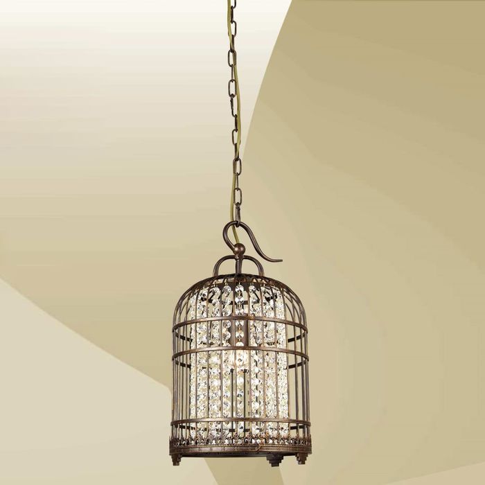 Люстра 9578-1P "Cage" 1xE27 60W античная бронза 25x25x46 см