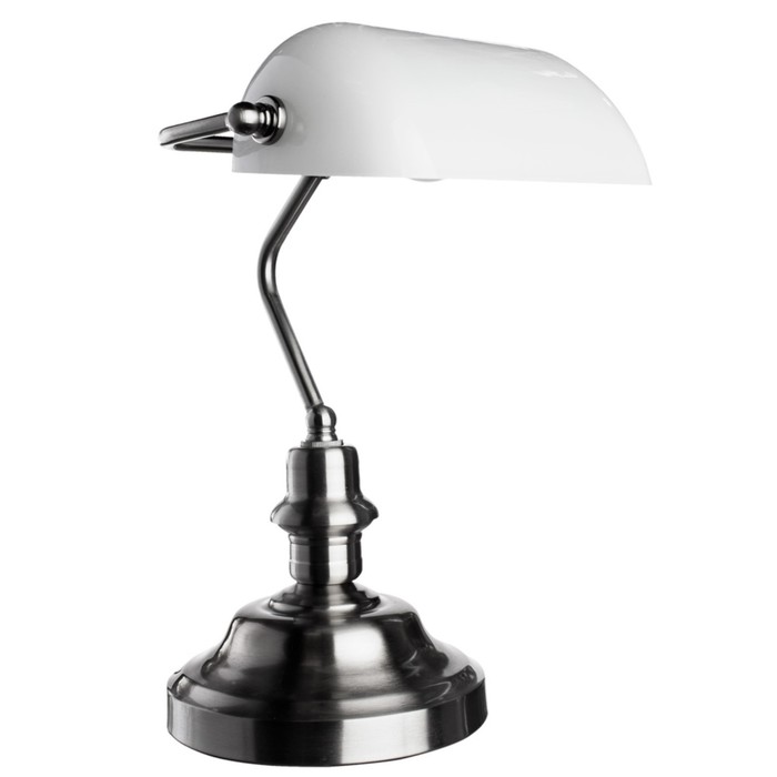 фото Настольная лампа "banker" 1x60w e27 никель 27x40x40 см arte lamp