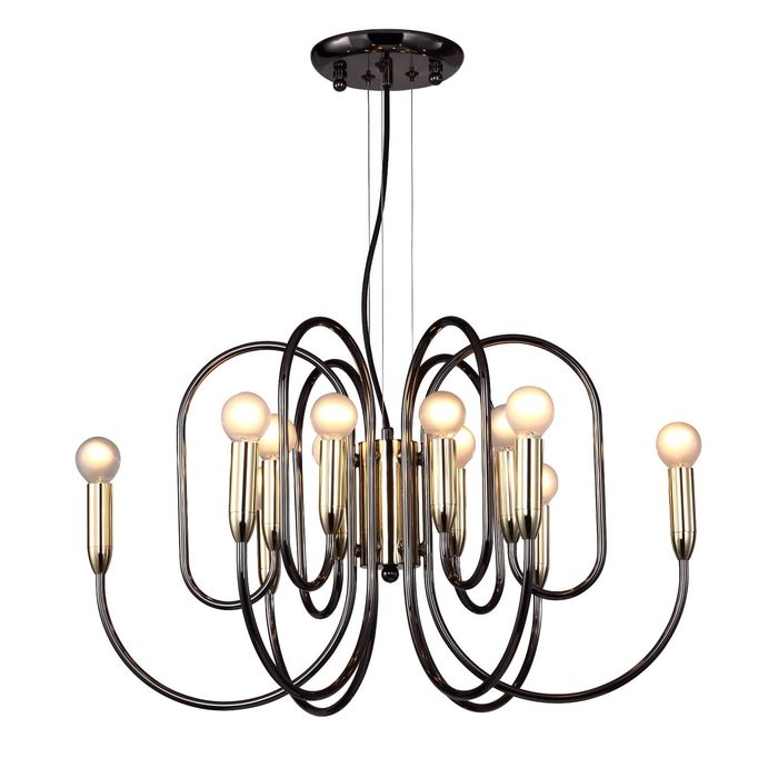 Люстра 1676-12P "Drolling" 12xE14 40W черный хром 60x60x37 см