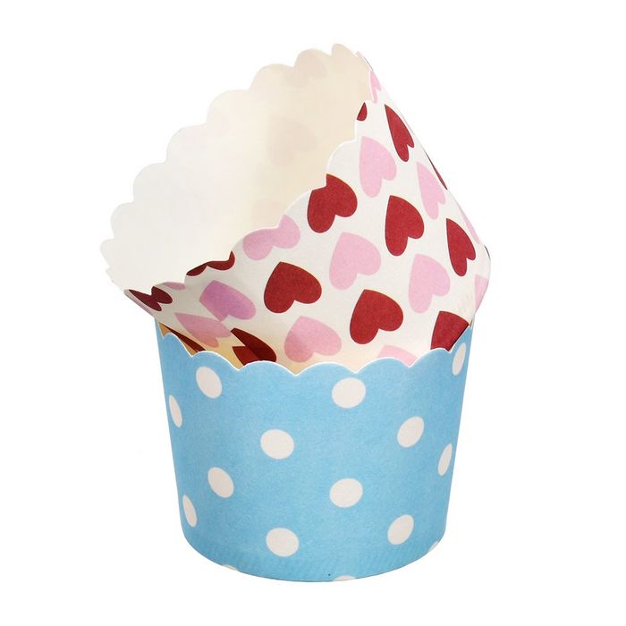 Набор бумажных форм для выпечки кексов "Люкс" (d 50мм, h 45 мм), 24 штуки, цвет МИКС