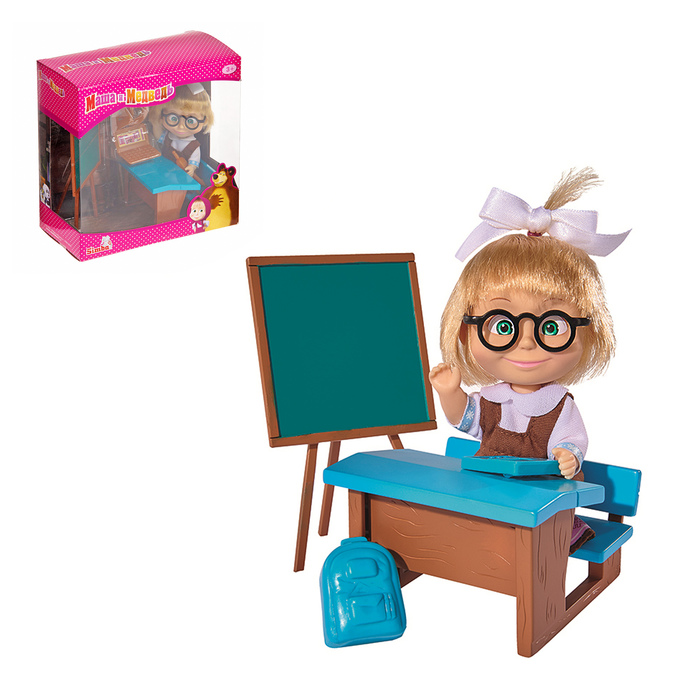 Кукла "Маша в школьной форме" классная доска,  парта и аксесс.12 см 9301944