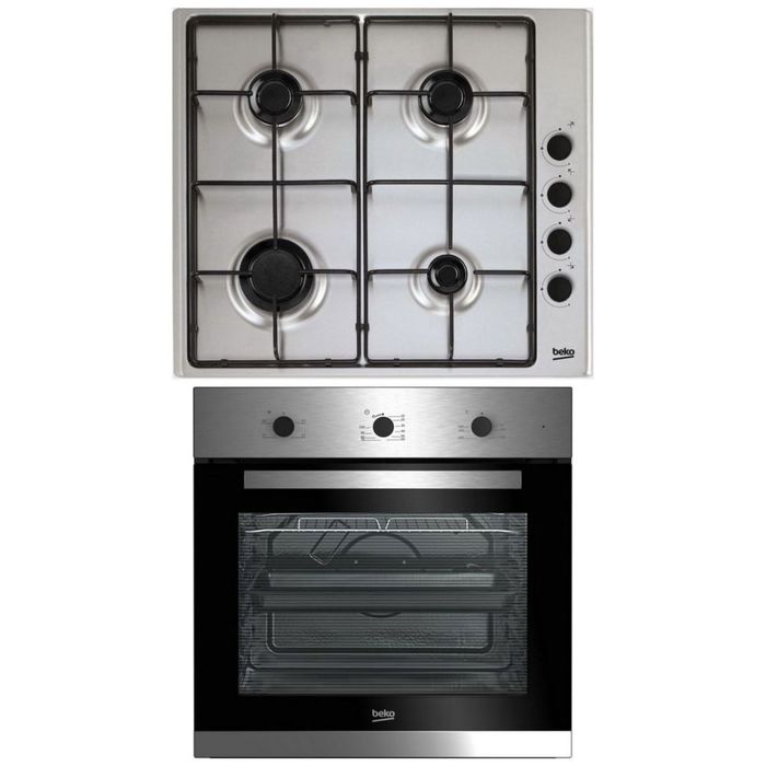 Комплект Beko BSC22130X, назависимый, духовой шкаф, варочная поверхность, серебристый