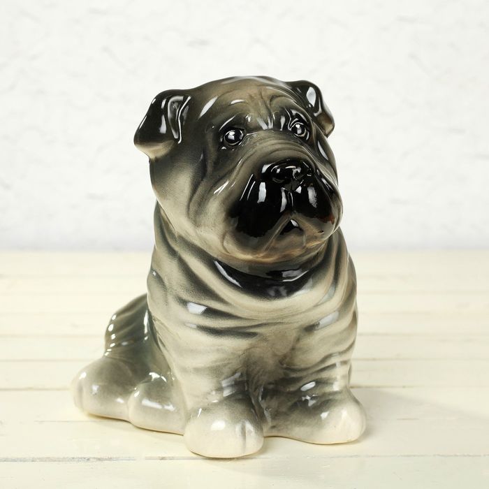 Копилка "Шарпей" серый, глазурь