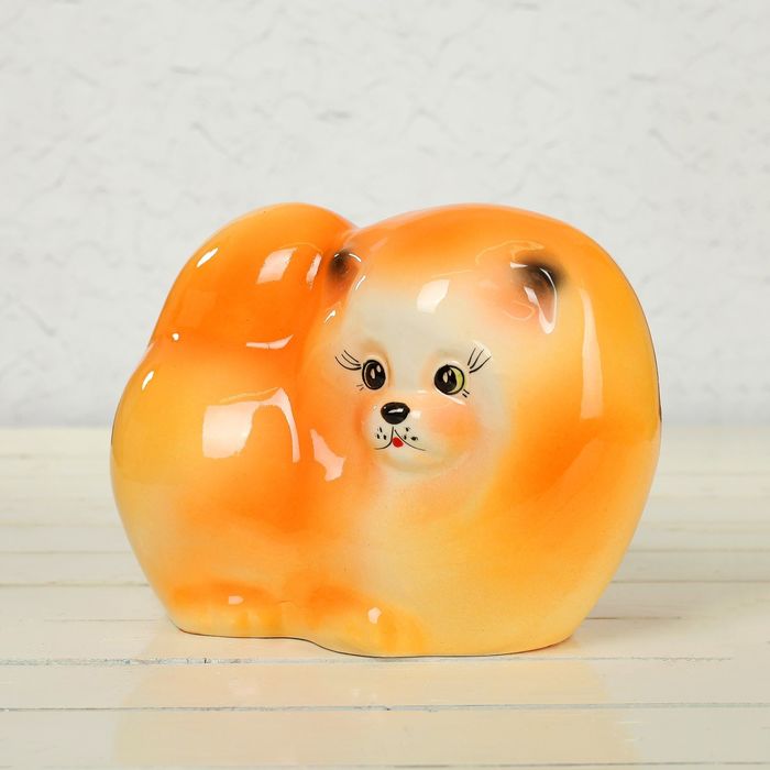 Копилка "Шпиц" малый, глазурь, солнечный