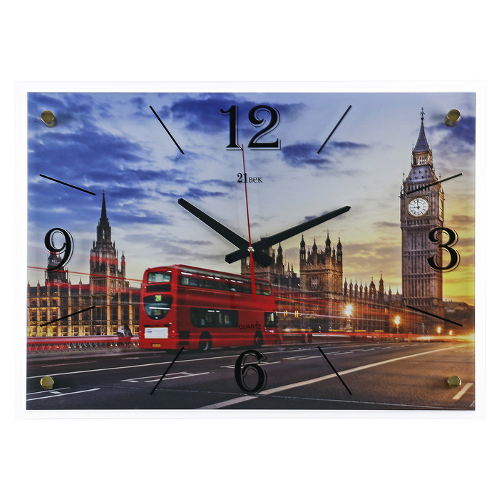 Часы настенные прямоугольные "Красный автобус в Лондоне", 40х56 см
