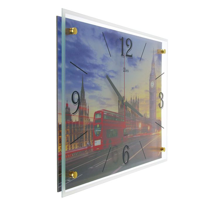 Часы настенные прямоугольные "Красный автобус в Лондоне", 40х56 см