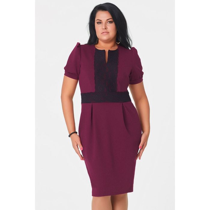 Платье женское, размер 52, цвет марсала+чёрный 474