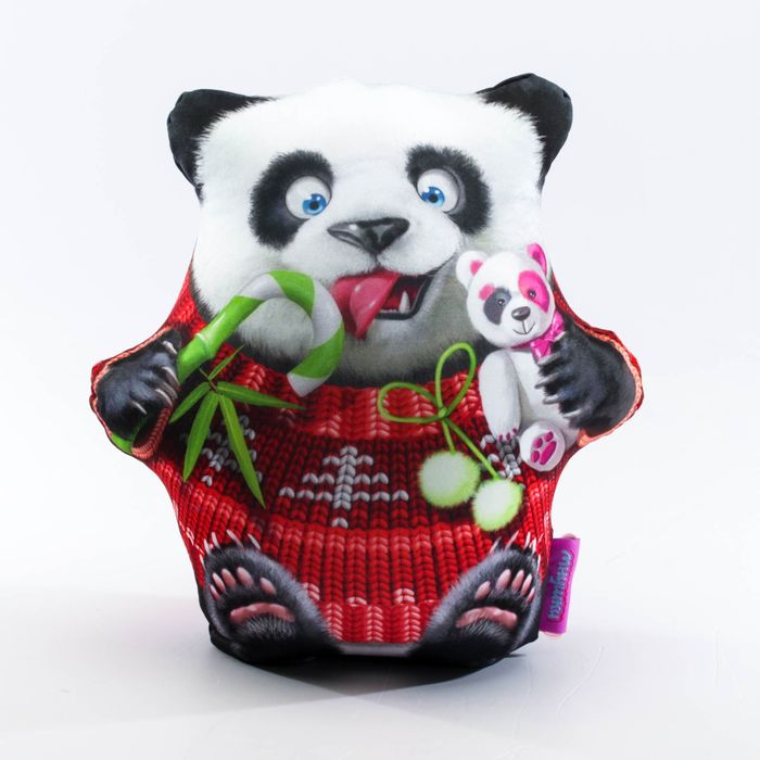 Мягкая игрушка-антистресс "Панда сладкоежка", красный, 28 см